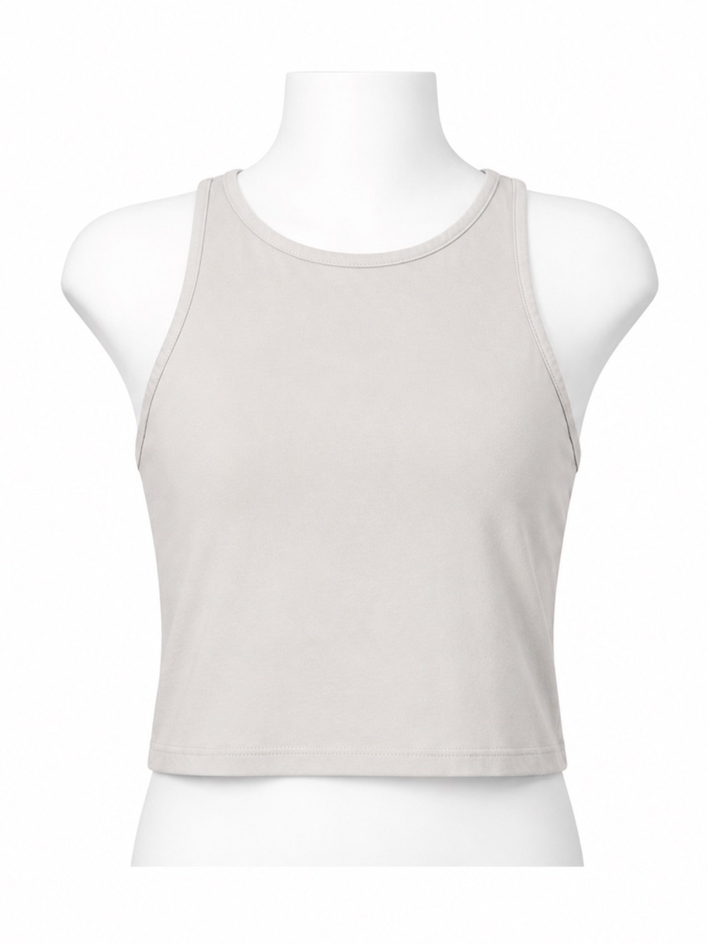Size M Aritzia Talula White High Neck Cropped Tank Top Fitted Stretch Basic